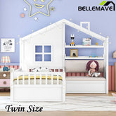 Bellemave® Twin Size House Platform Bed with Two Drawers and Storage Shelf - Bellemave